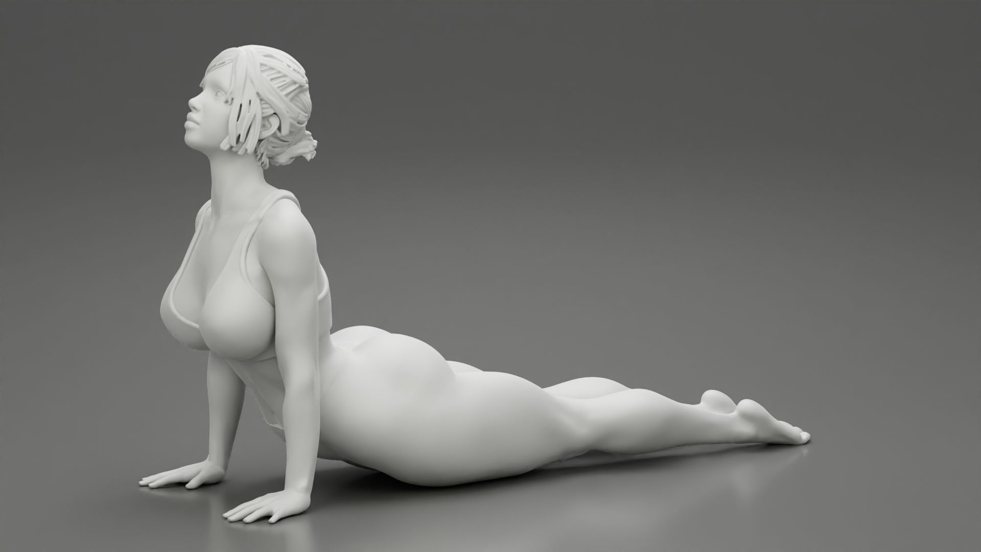 Young Sporty Woman practicing Yoga Doing Upward Facing Dog 3D print model_6