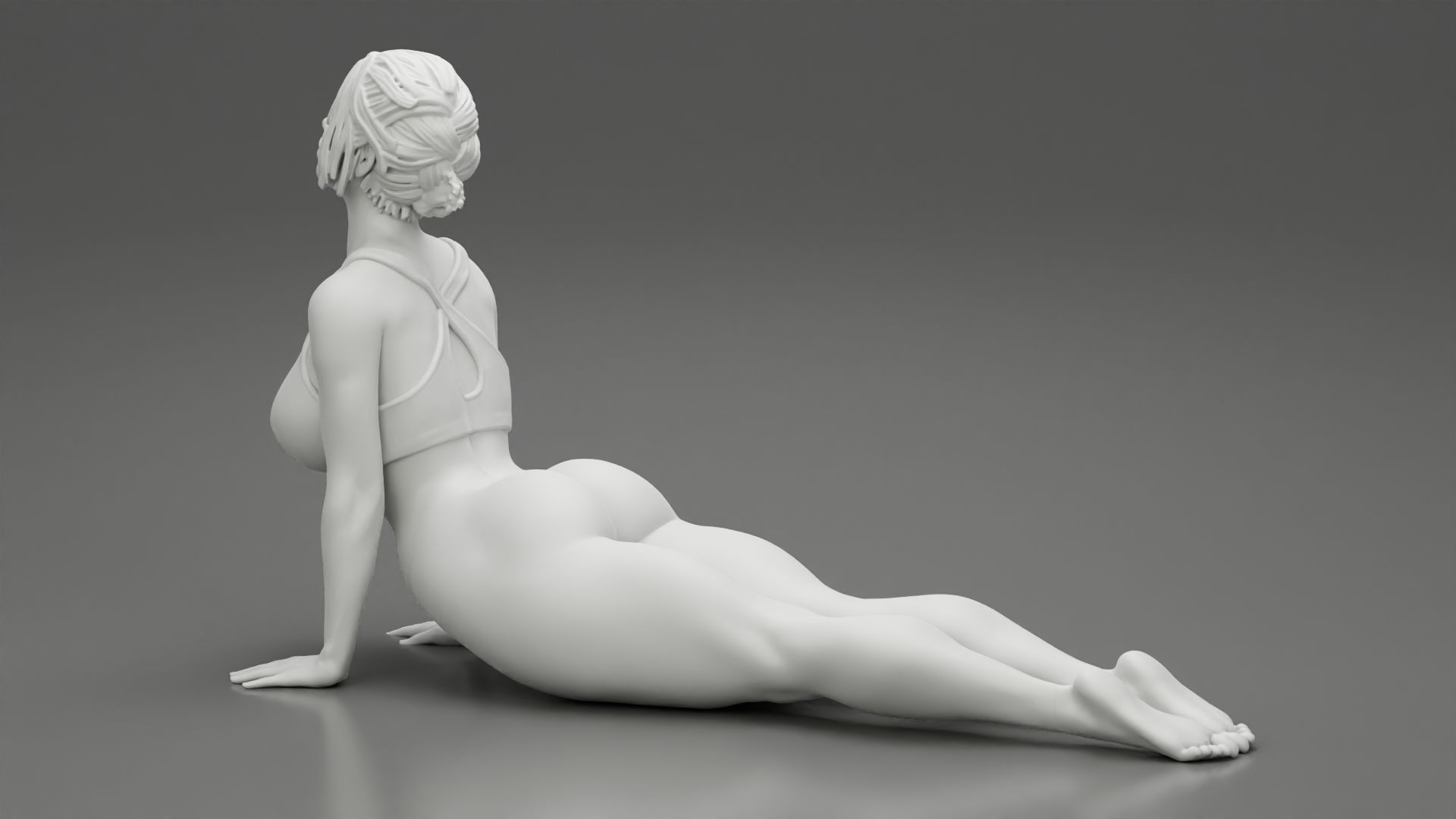 Young Sporty Woman practicing Yoga Doing Upward Facing Dog 3D print model_11