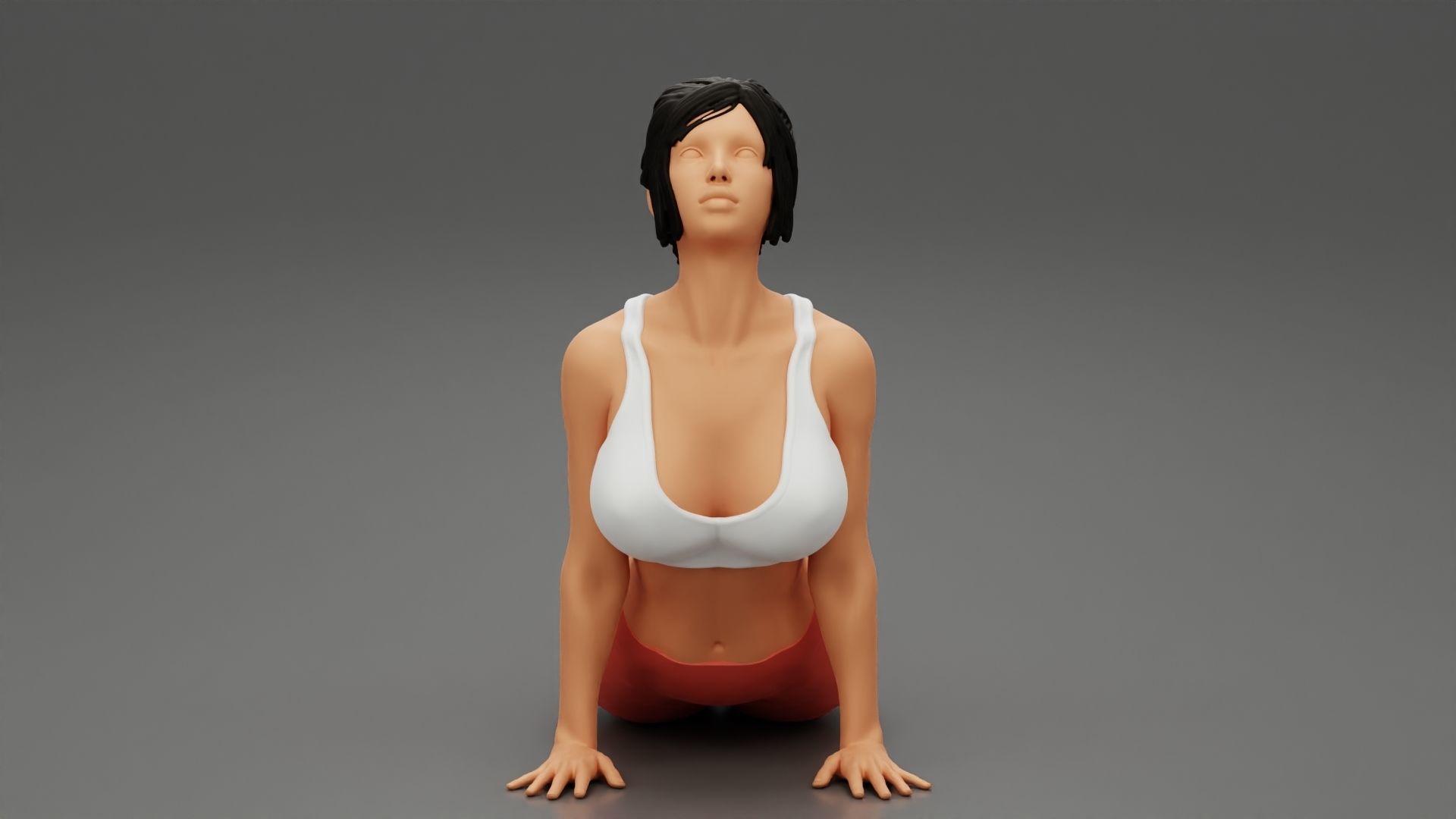 Young Sporty Woman practicing Yoga Doing Upward Facing Dog 3D print model_1