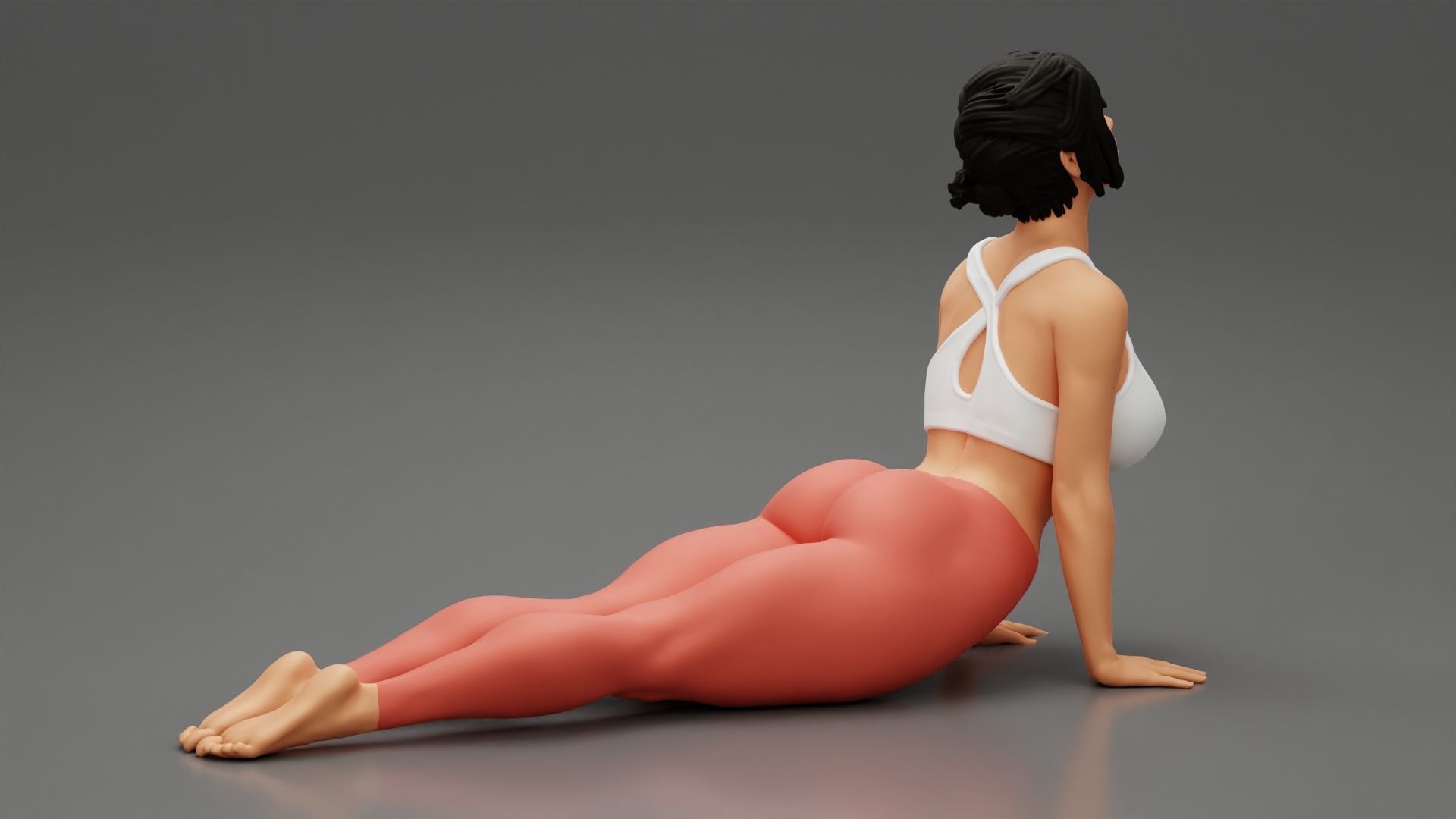Young Sporty Woman practicing Yoga Doing Upward Facing Dog 3D print model_3