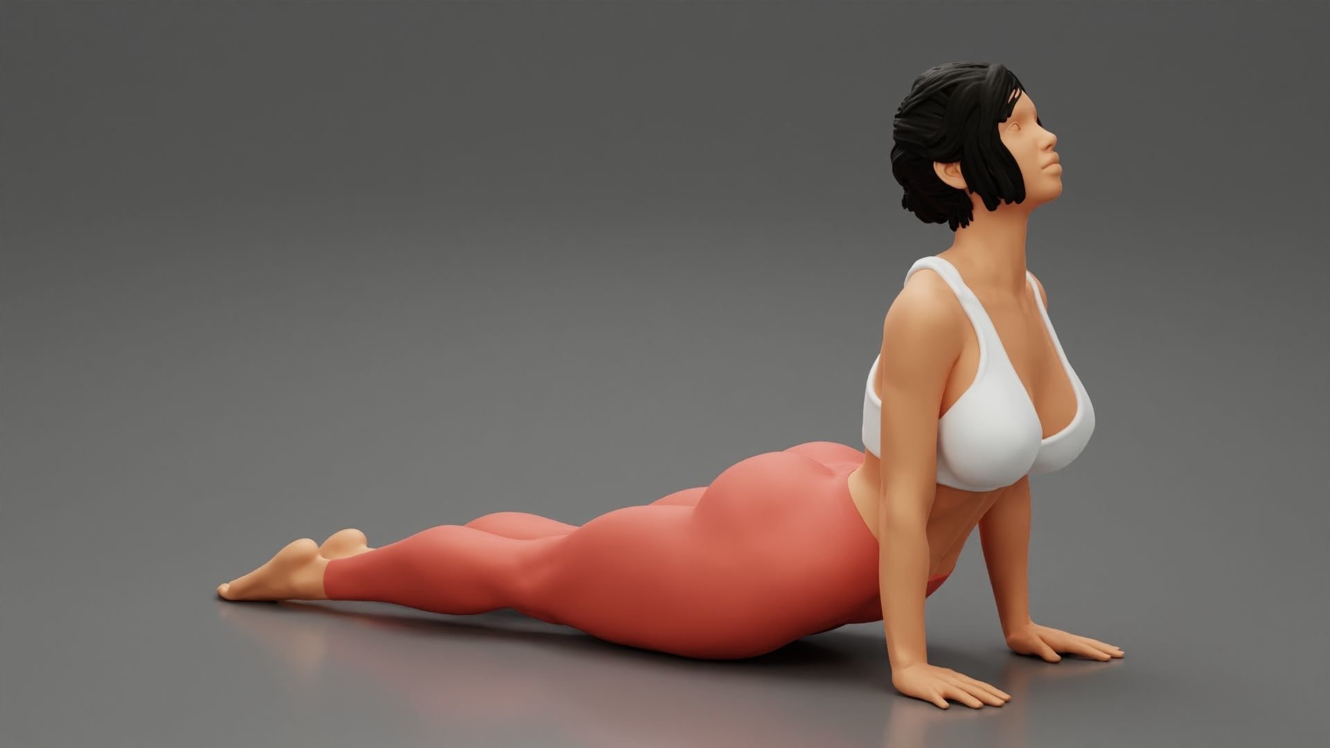 Young Sporty Woman practicing Yoga Doing Upward Facing Dog 3D print model_2