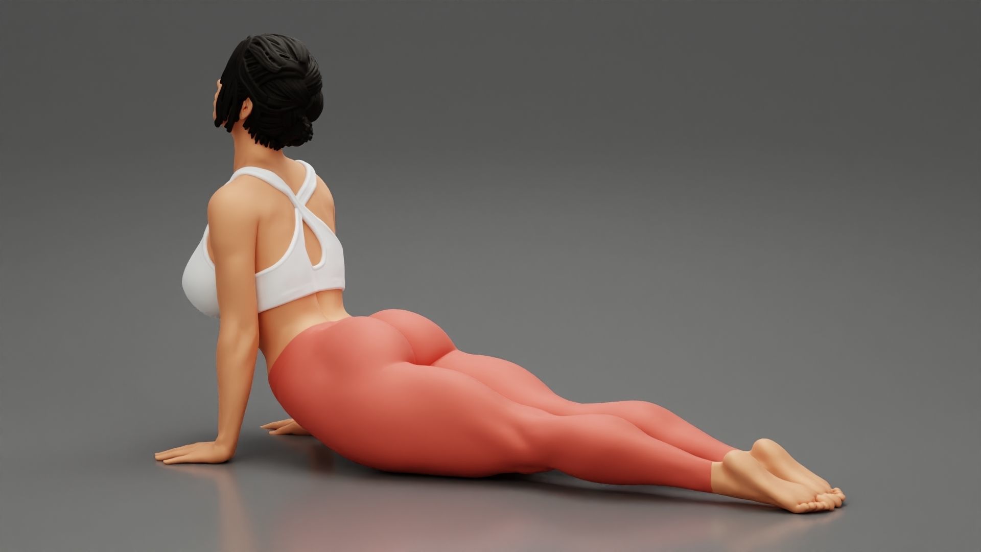 Young Sporty Woman practicing Yoga Doing Upward Facing Dog 3D print model_5