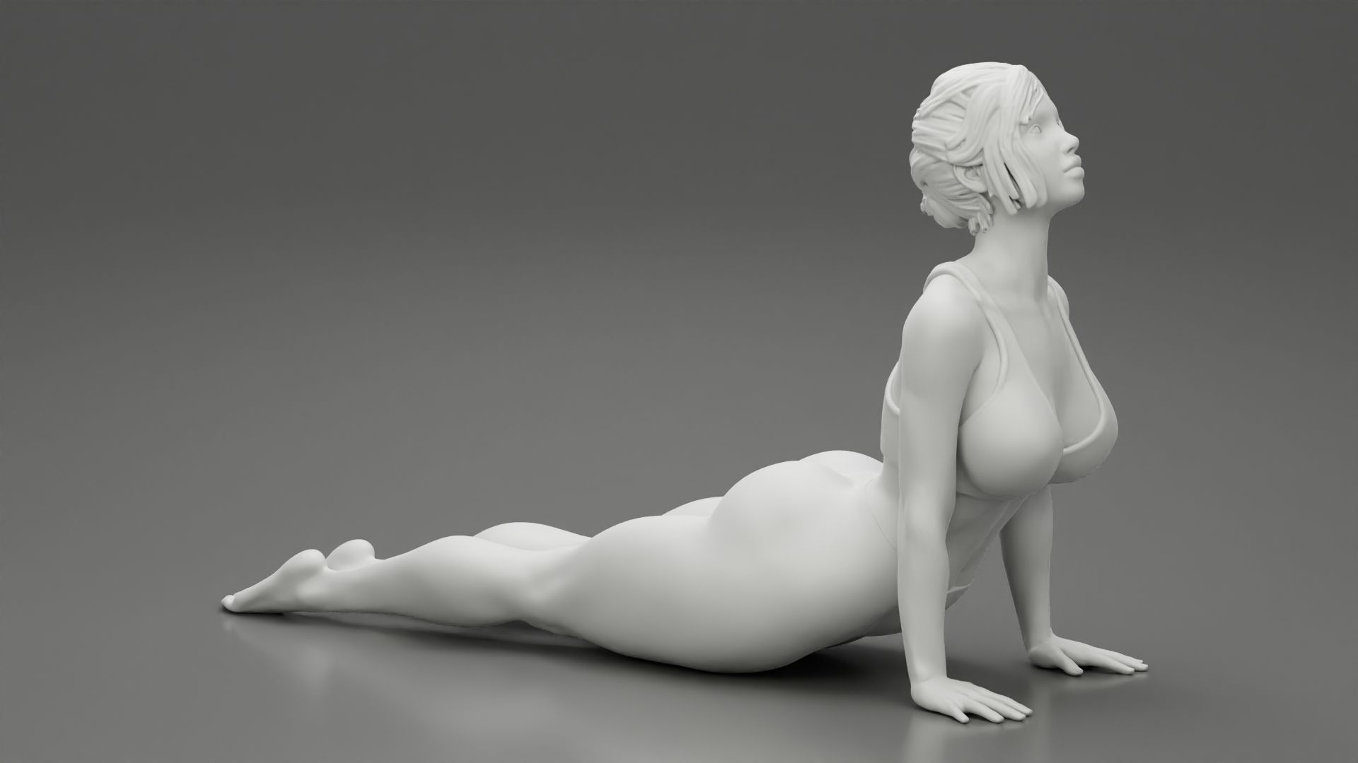 Young Sporty Woman practicing Yoga Doing Upward Facing Dog 3D print model_8