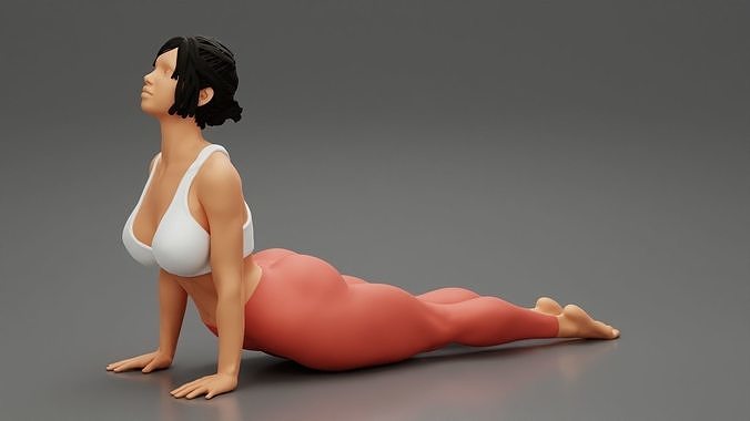 Young Sporty Woman practicing Yoga Doing Upward Facing Dog 3D print model