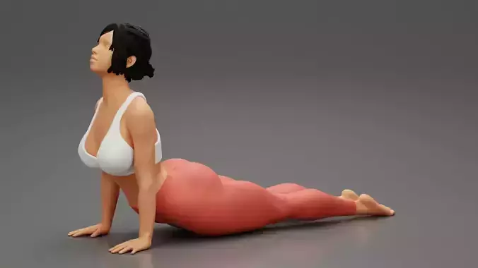 Young Sporty Woman practicing Yoga Doing Upward Facing Dog 3D print model