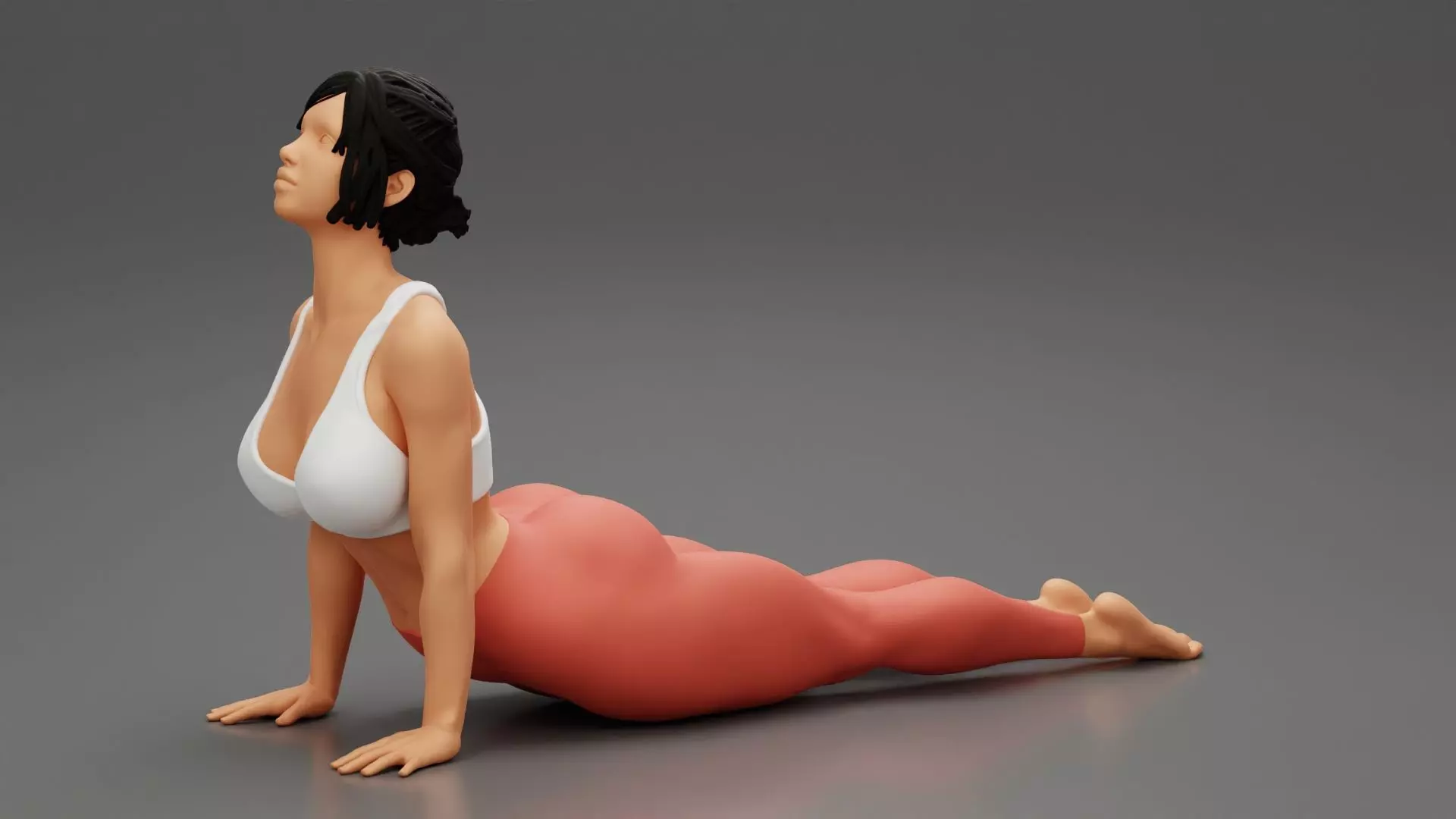 Young Sporty Woman practicing Yoga Doing Upward Facing Dog 3D print model_0