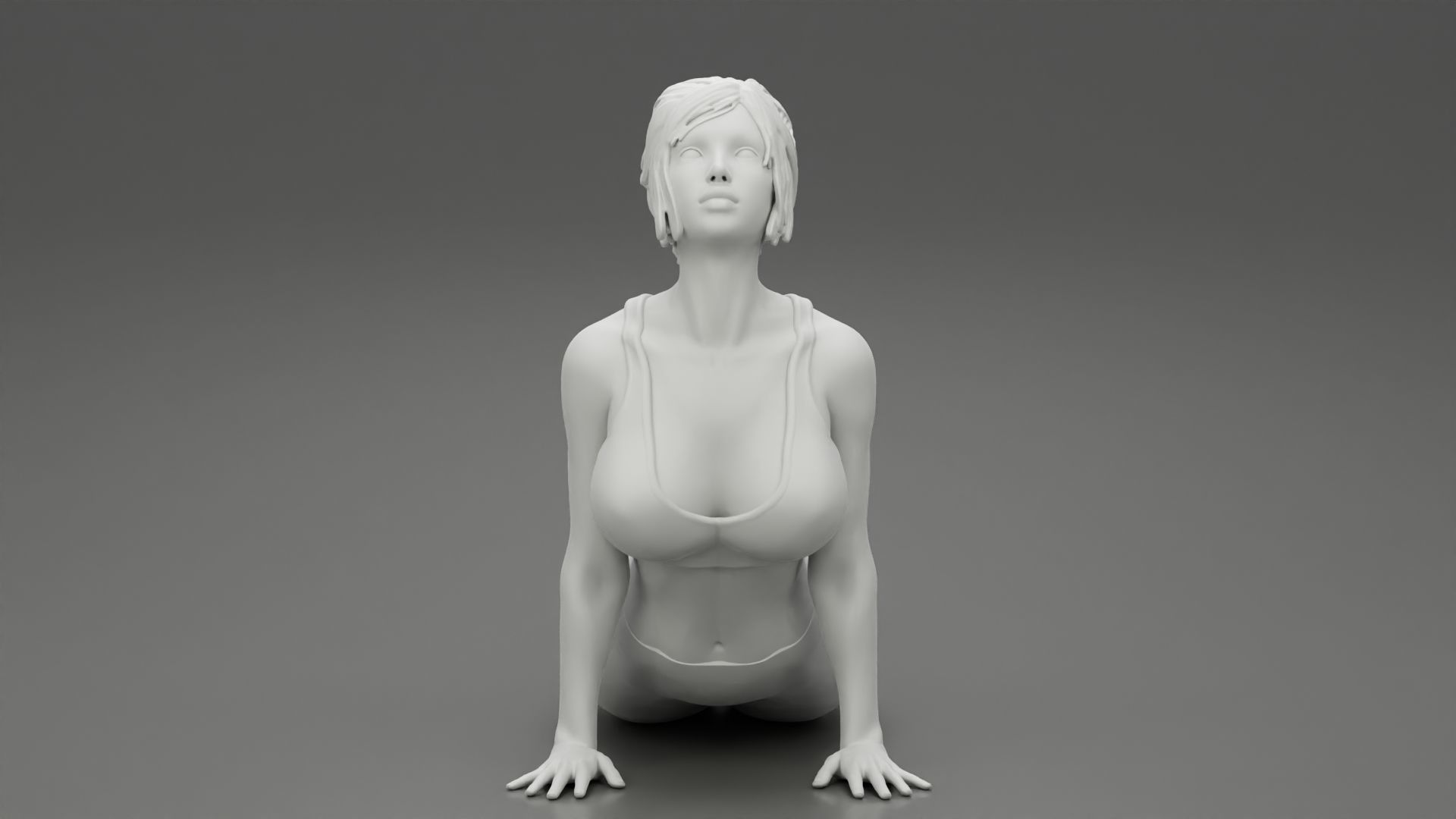 Young Sporty Woman practicing Yoga Doing Upward Facing Dog 3D print model_7