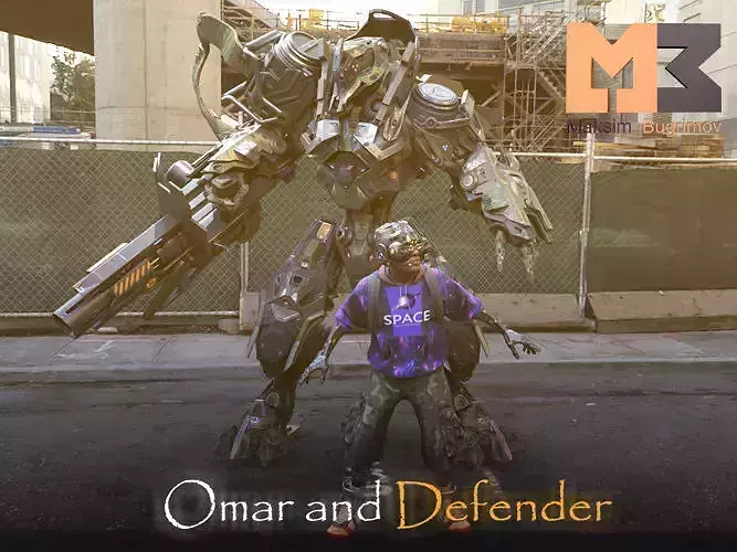 Sci fi Character 010 Omar And Defender Low-poly 3D model