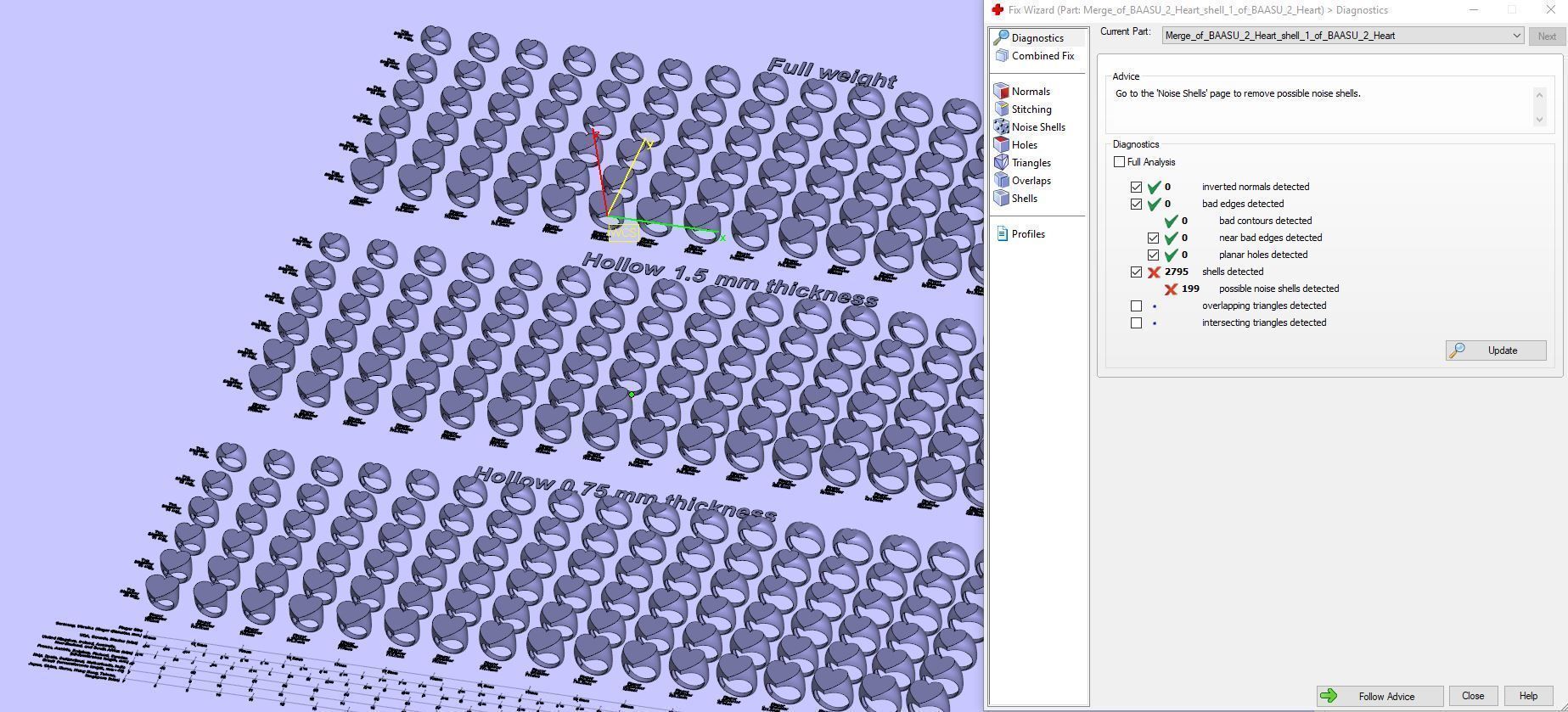 Signet rings set HEART top 3D print model_12