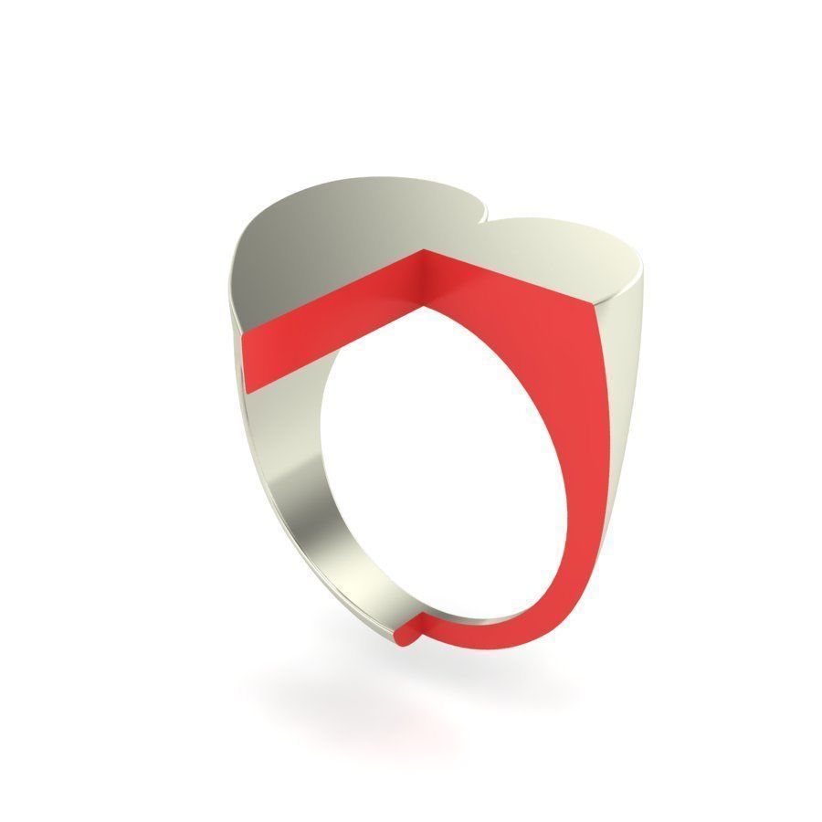 Signet rings set HEART top 3D print model_4