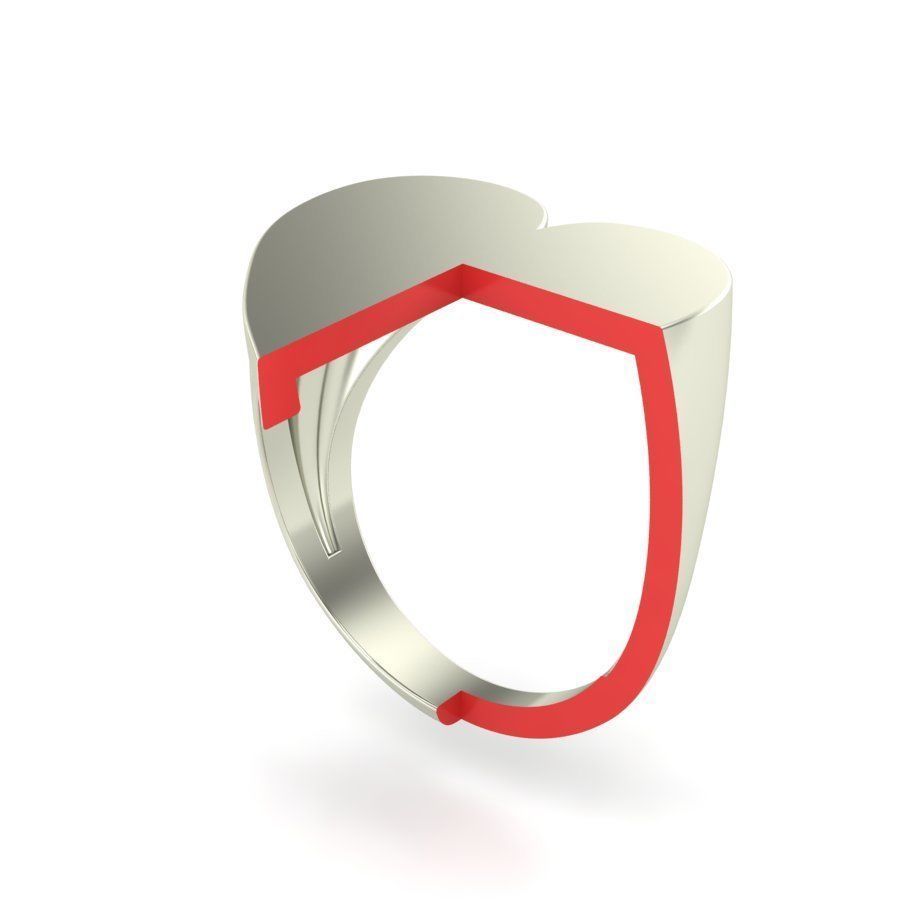 Signet rings set HEART top 3D print model_5