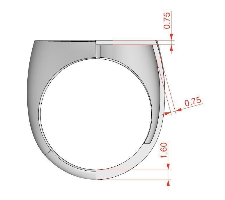 Signet rings set HEART top 3D print model_9