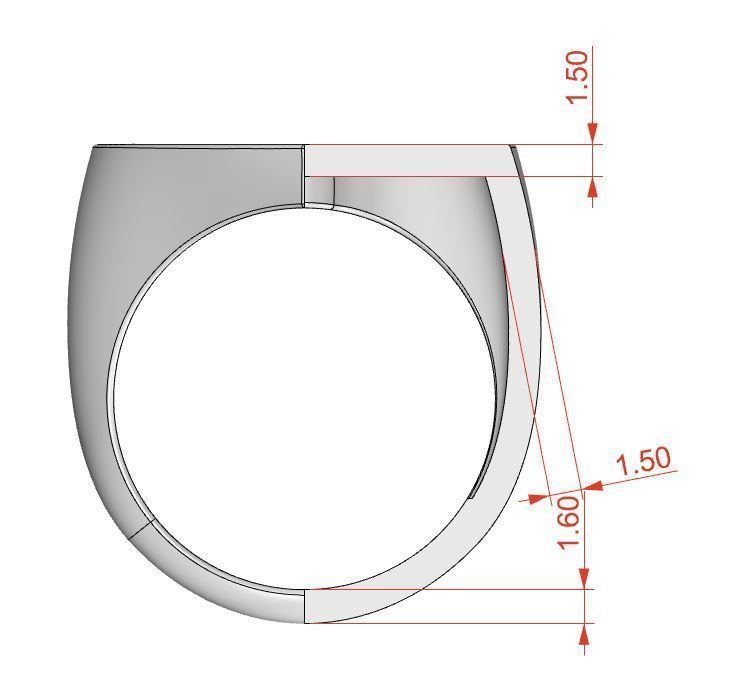 Signet rings set HEART top 3D print model_8