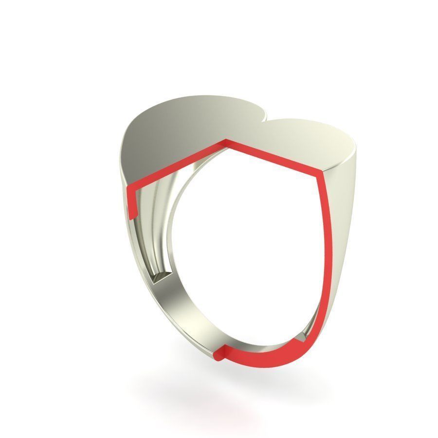 Signet rings set HEART top 3D print model_6