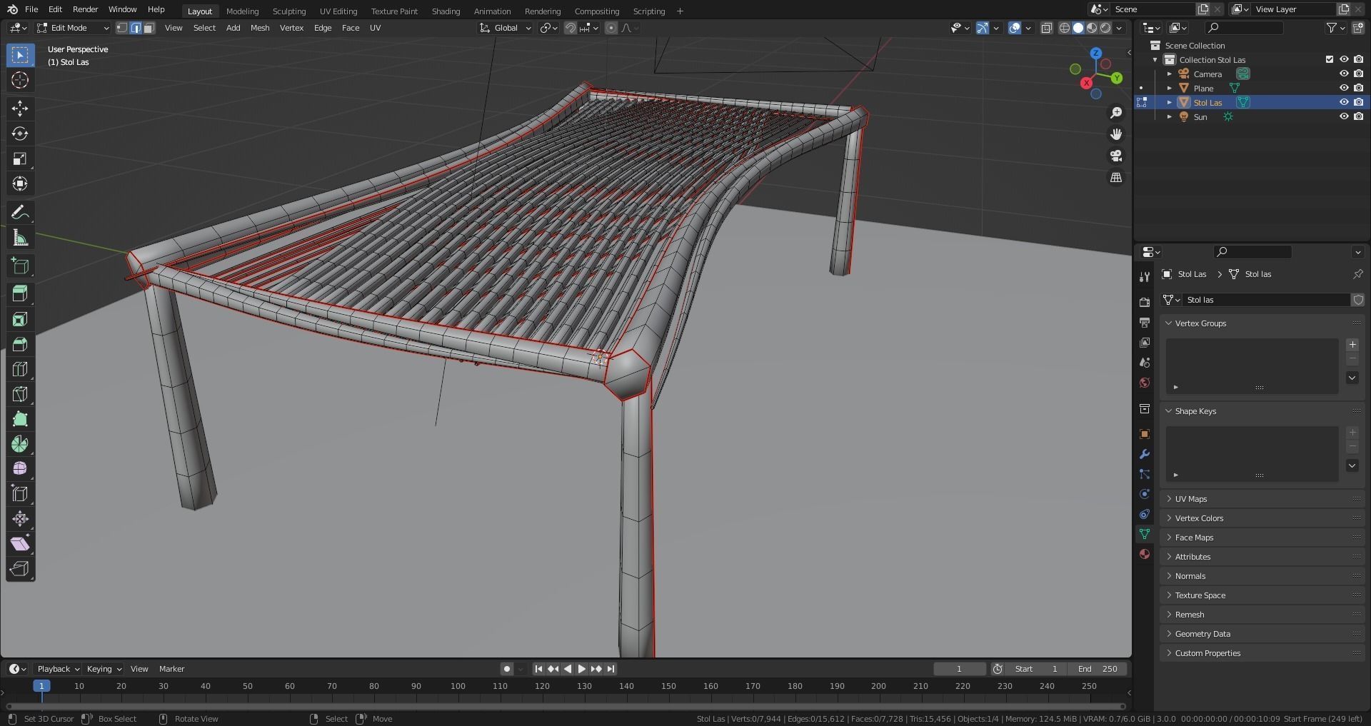 Forest - Wooden Table Low-poly 3D model_5