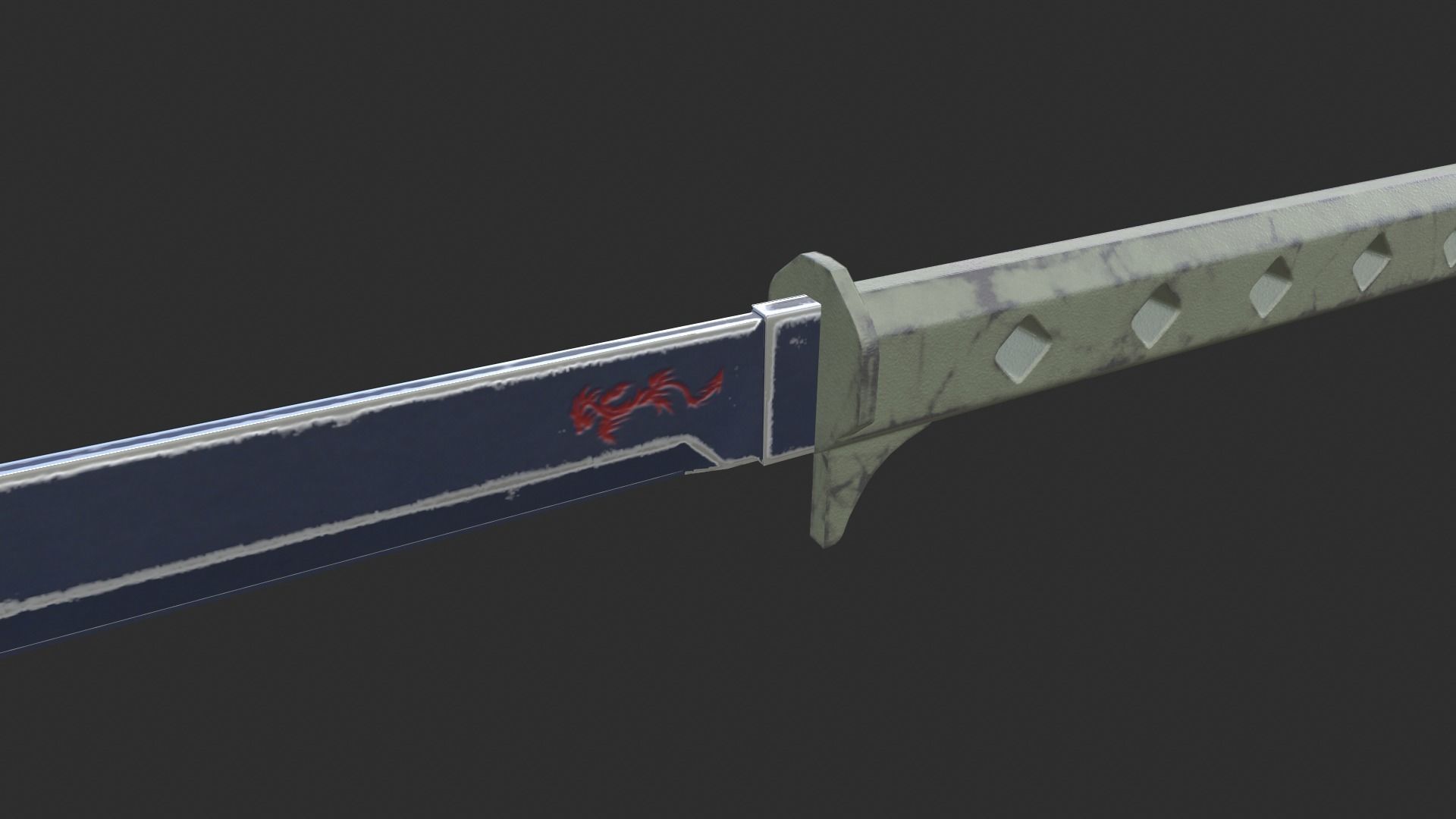 Sci-fi katana and knife Low-poly 3D model_2