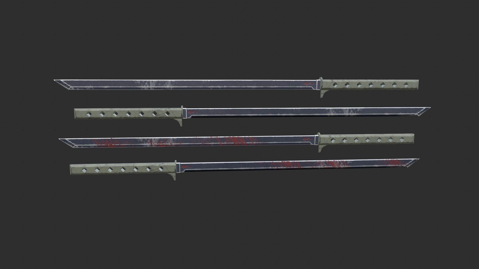 Sci-fi katana and knife Low-poly 3D model_1