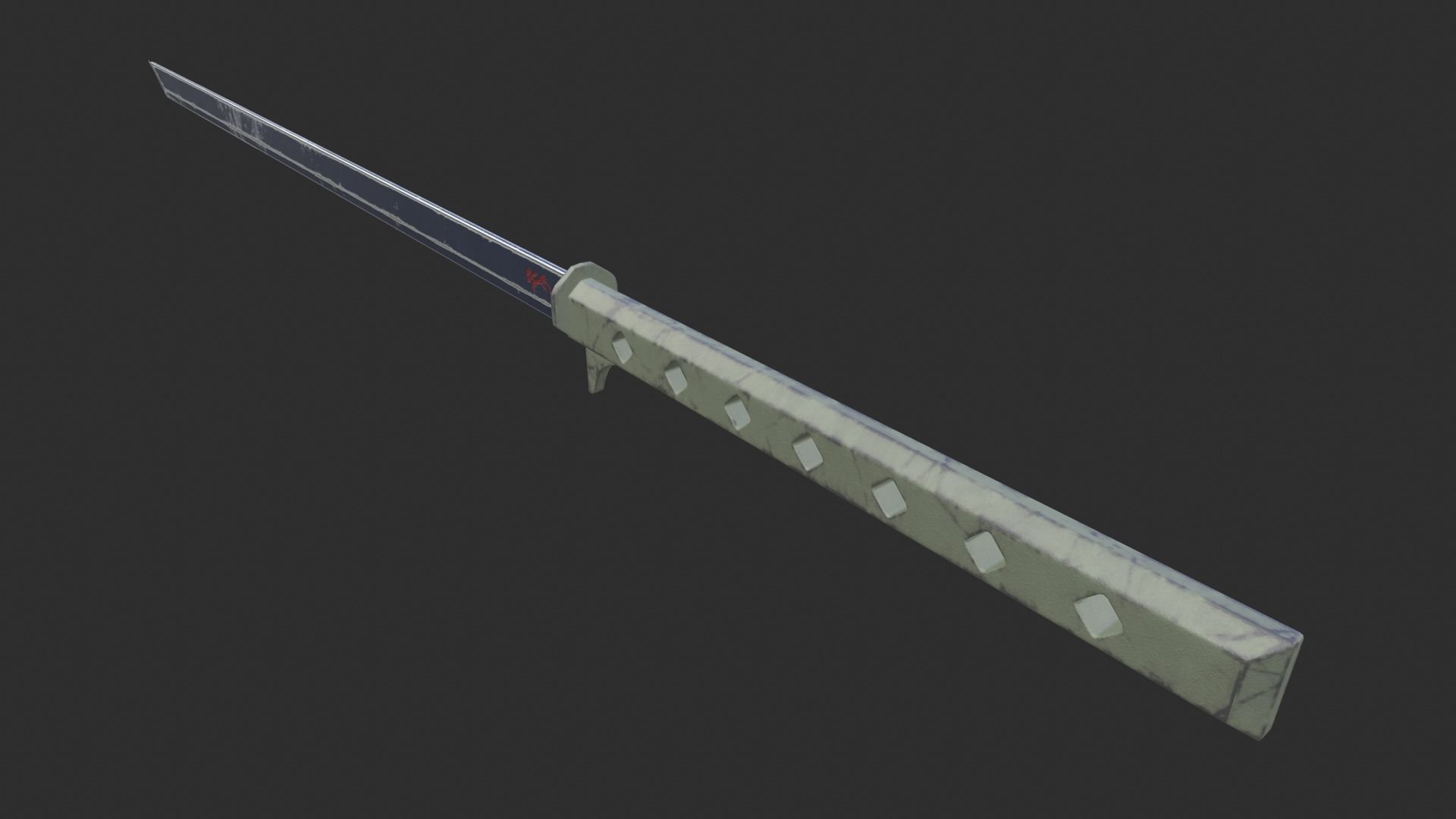 Sci-fi katana and knife Low-poly 3D model_3