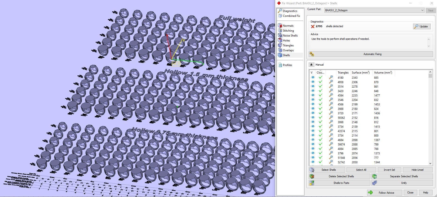 Signet rings set OCTAGON top 3D print model_12