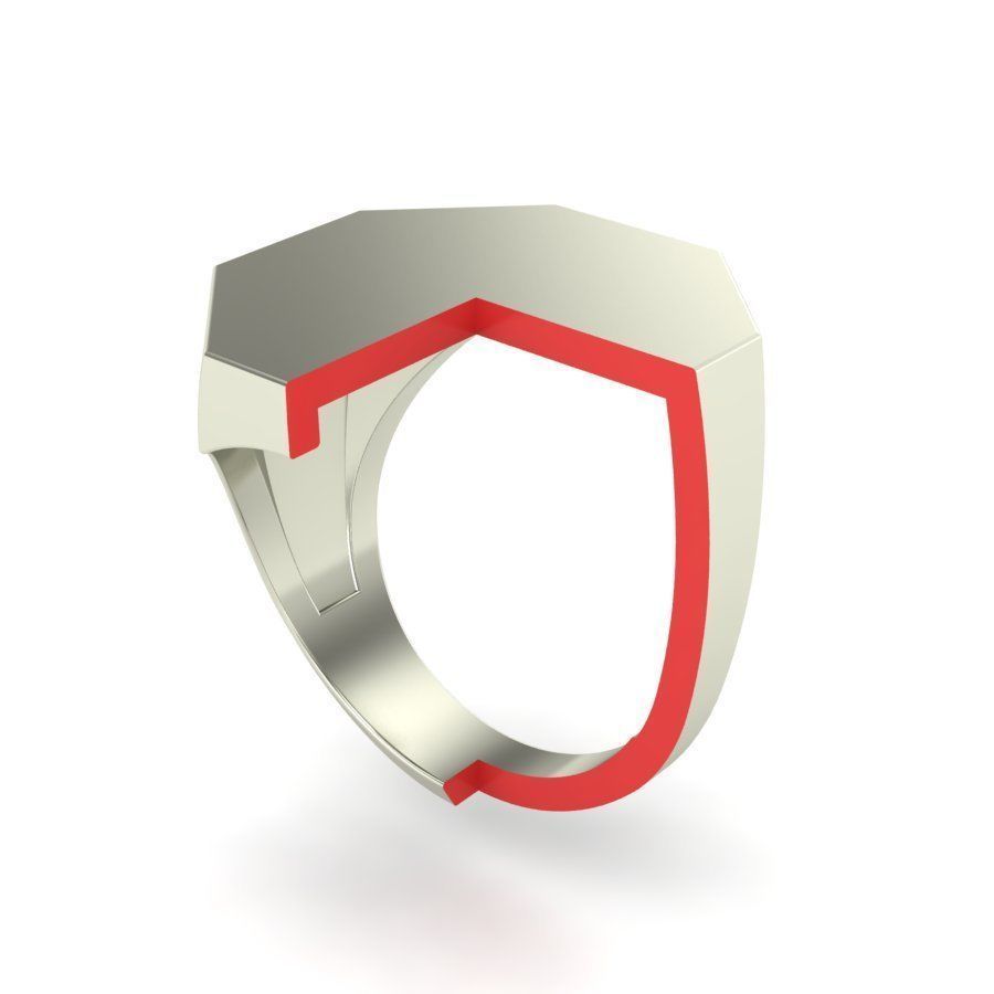 Signet rings set OCTAGON top 3D print model_5