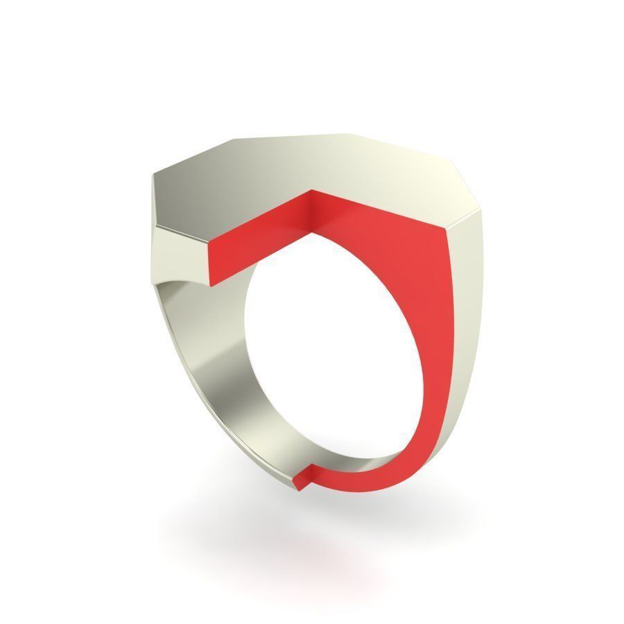 Signet rings set OCTAGON top 3D print model_4