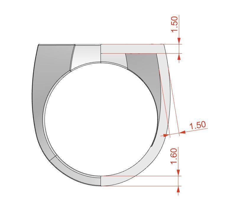Signet rings set OCTAGON top 3D print model_8
