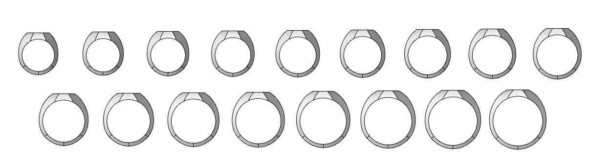 Signet rings set OCTAGON top 3D print model_14