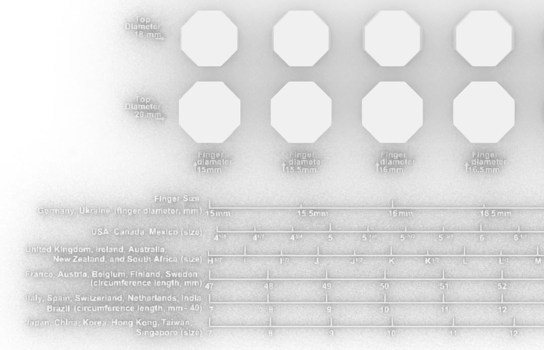 Signet rings set OCTAGON top 3D print model_2