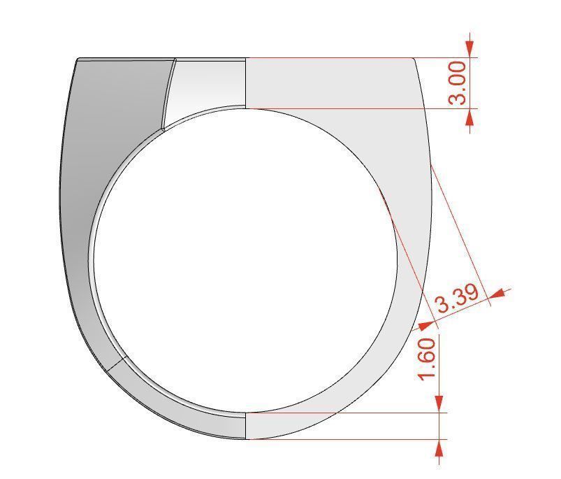 Signet rings set OCTAGON top 3D print model_7