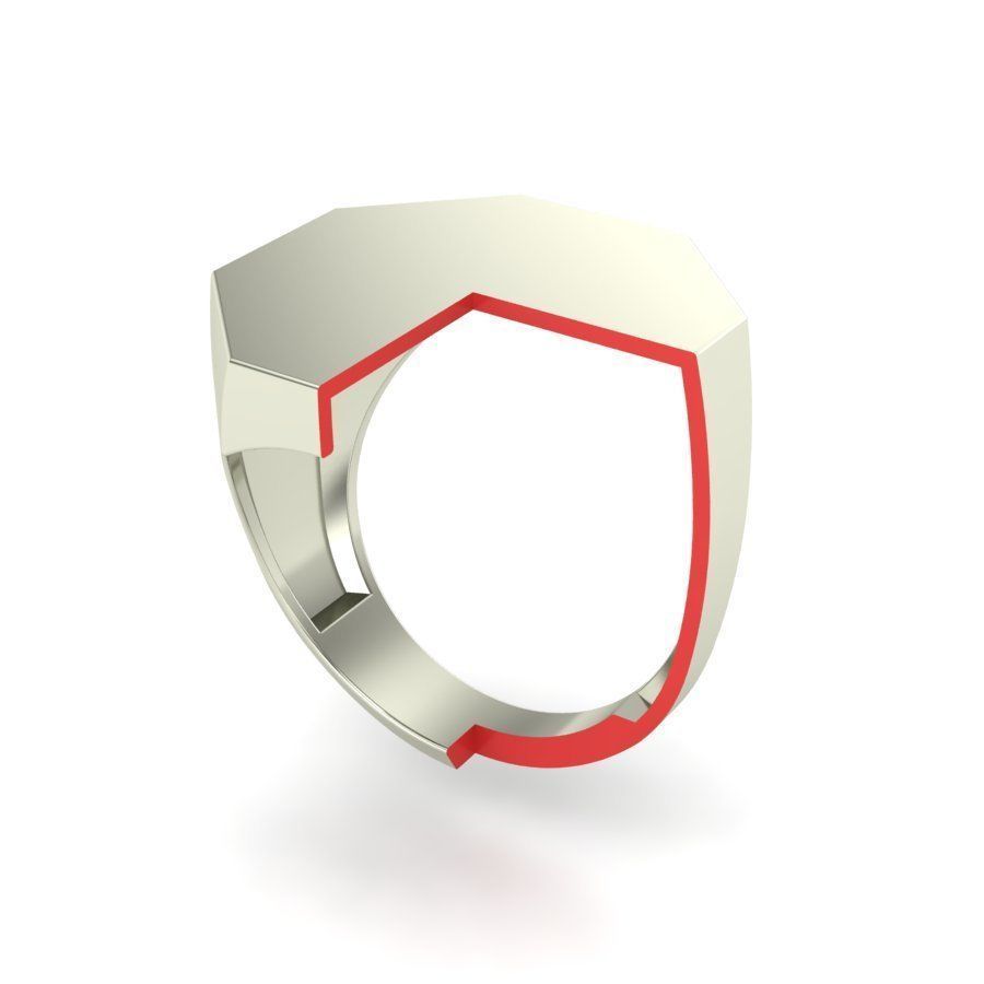 Signet rings set OCTAGON top 3D print model_6