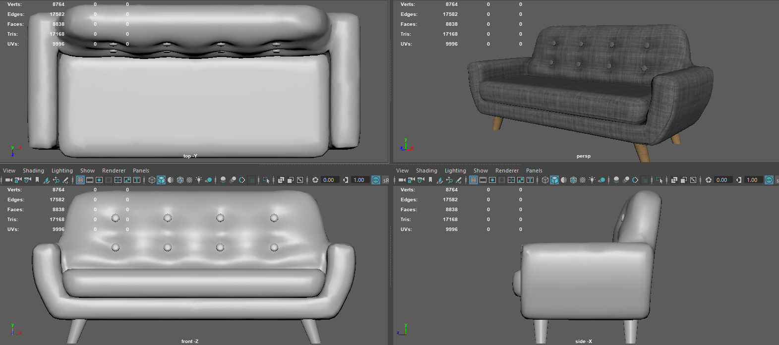 LIVING ROOM SOFA Low-poly 3D model_12