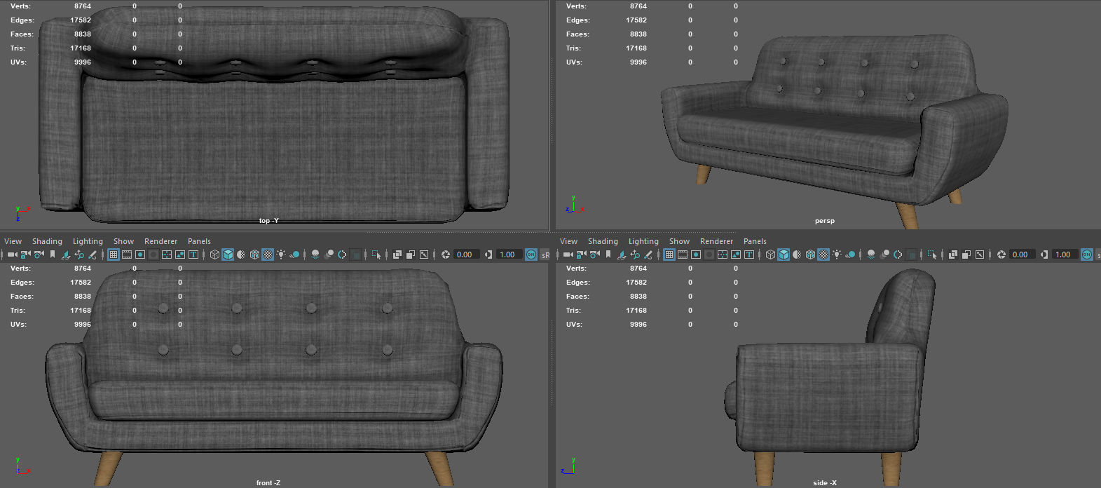 LIVING ROOM SOFA Low-poly 3D model_11