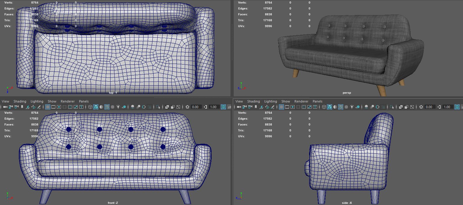 LIVING ROOM SOFA Low-poly 3D model_13