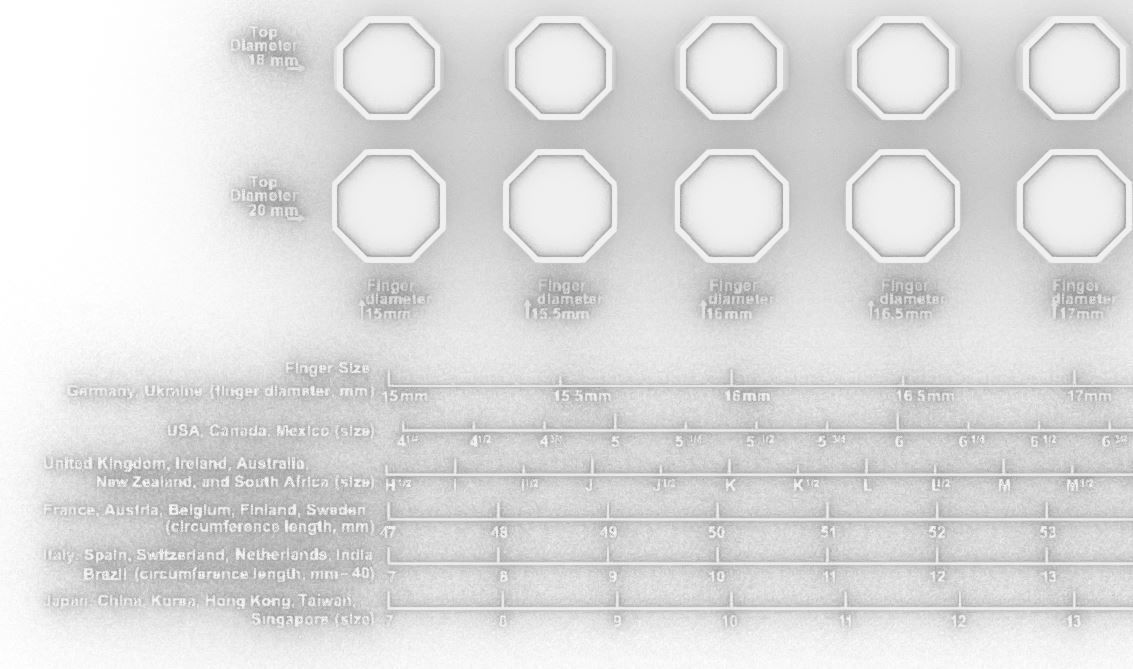 Signet rings set OCTAGON top 3D print model_2