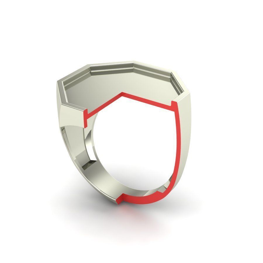 Signet rings set OCTAGON top 3D print model_3