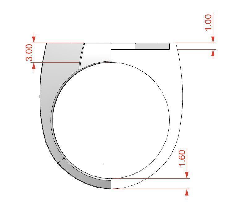 Signet rings set OCTAGON top 3D print model_13