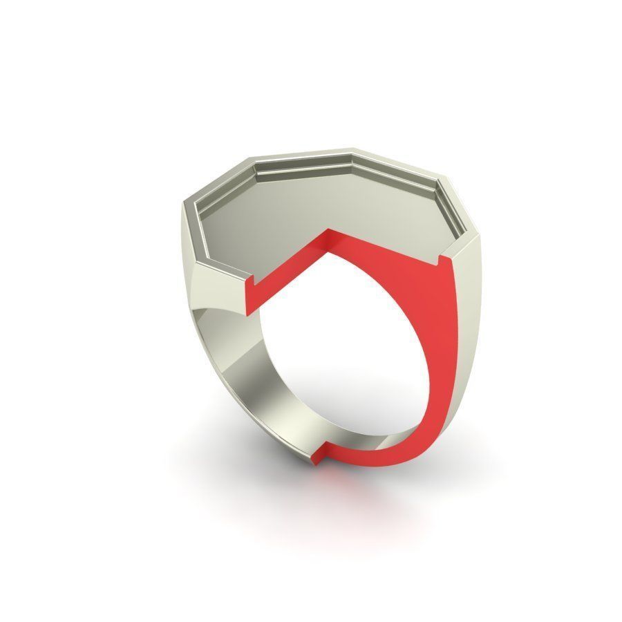 Signet rings set OCTAGON top 3D print model_14