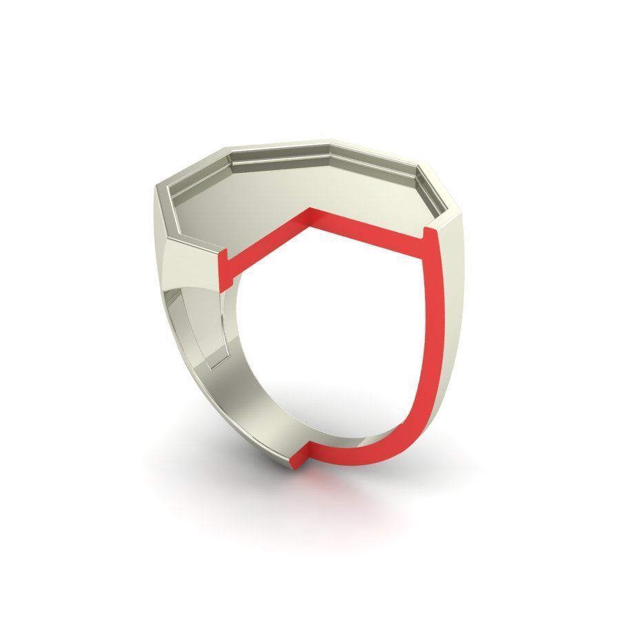 Signet rings set OCTAGON top 3D print model_4