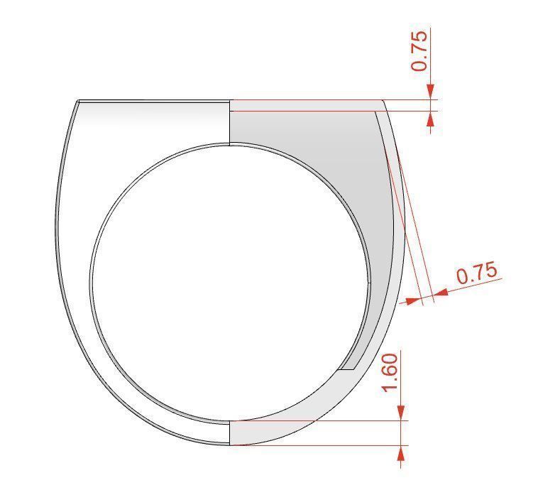 Signet rings set RECTANGLE top 3D print model_9