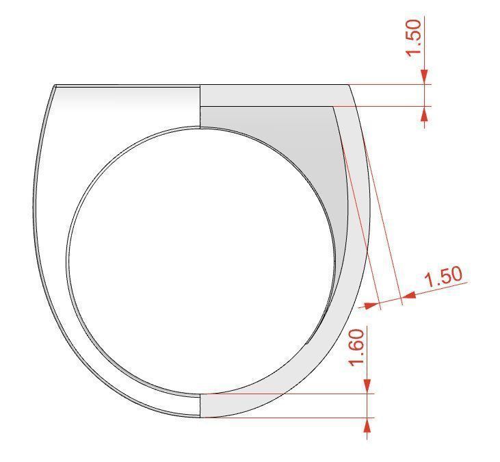 Signet rings set RECTANGLE top 3D print model_8