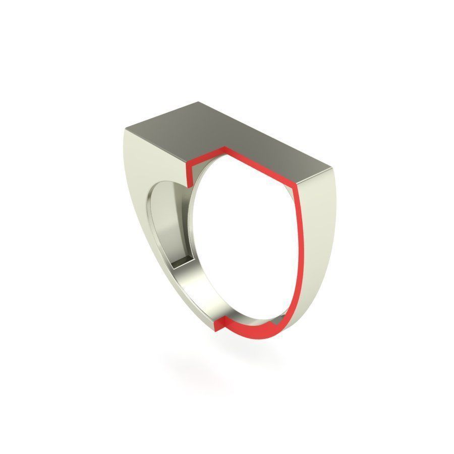 Signet rings set RECTANGLE top 3D print model_6