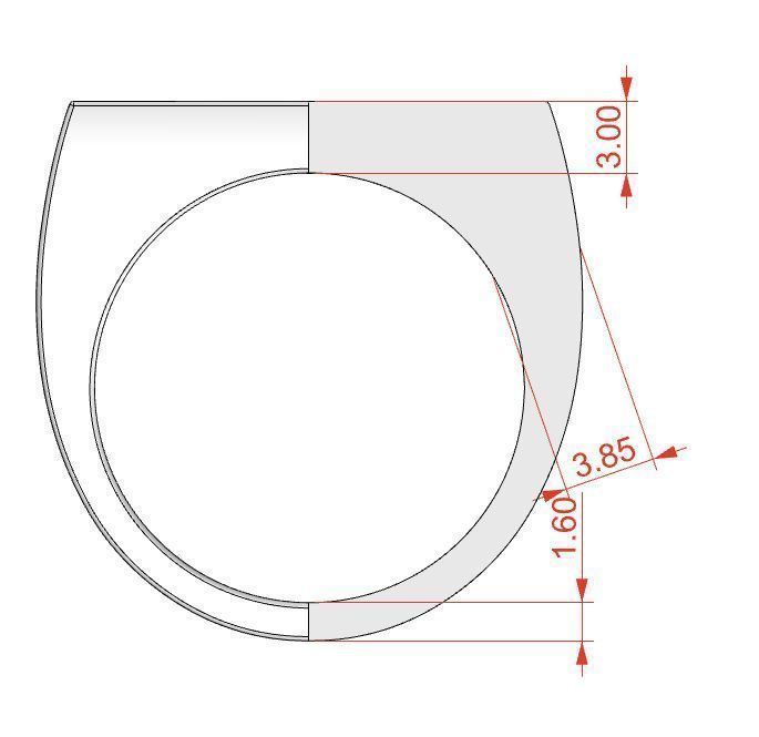 Signet rings set RECTANGLE top 3D print model_7