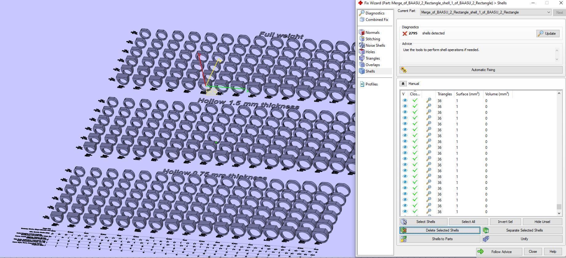 Signet rings set RECTANGLE top 3D print model_12