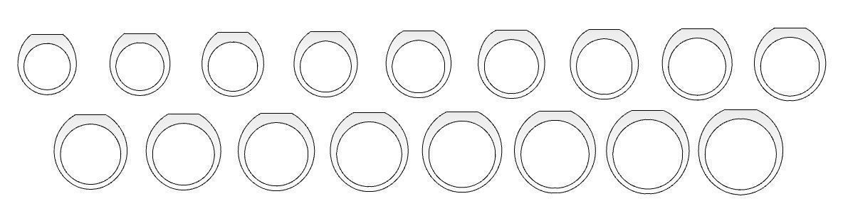Signet rings set RECTANGLE top 3D print model_14