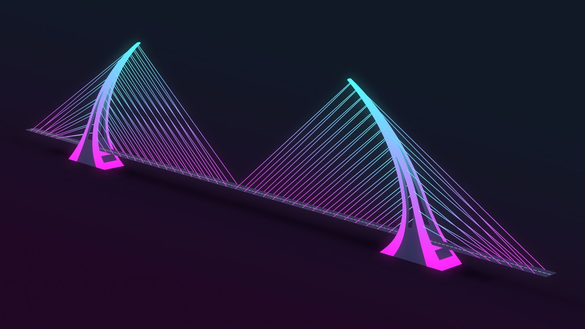 Neon Bridges Low-poly 3D model_28