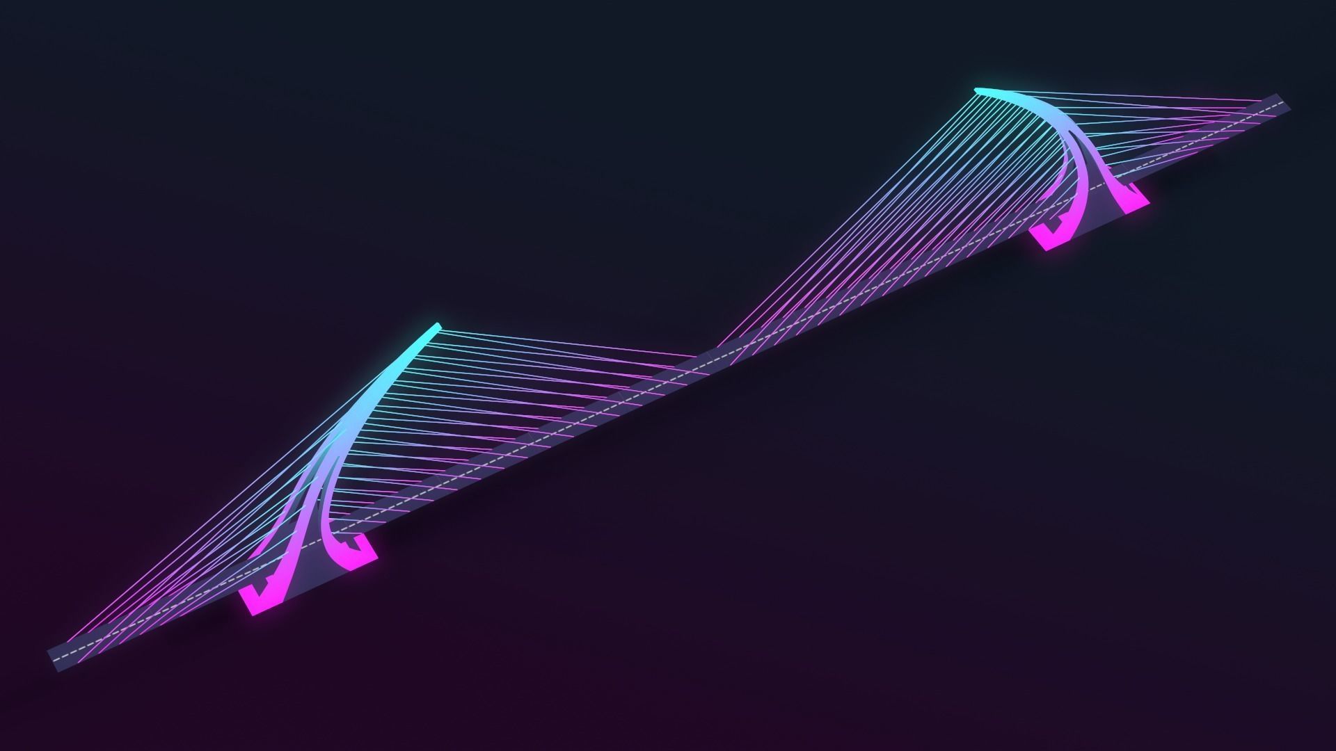 Neon Bridges Low-poly 3D model_29
