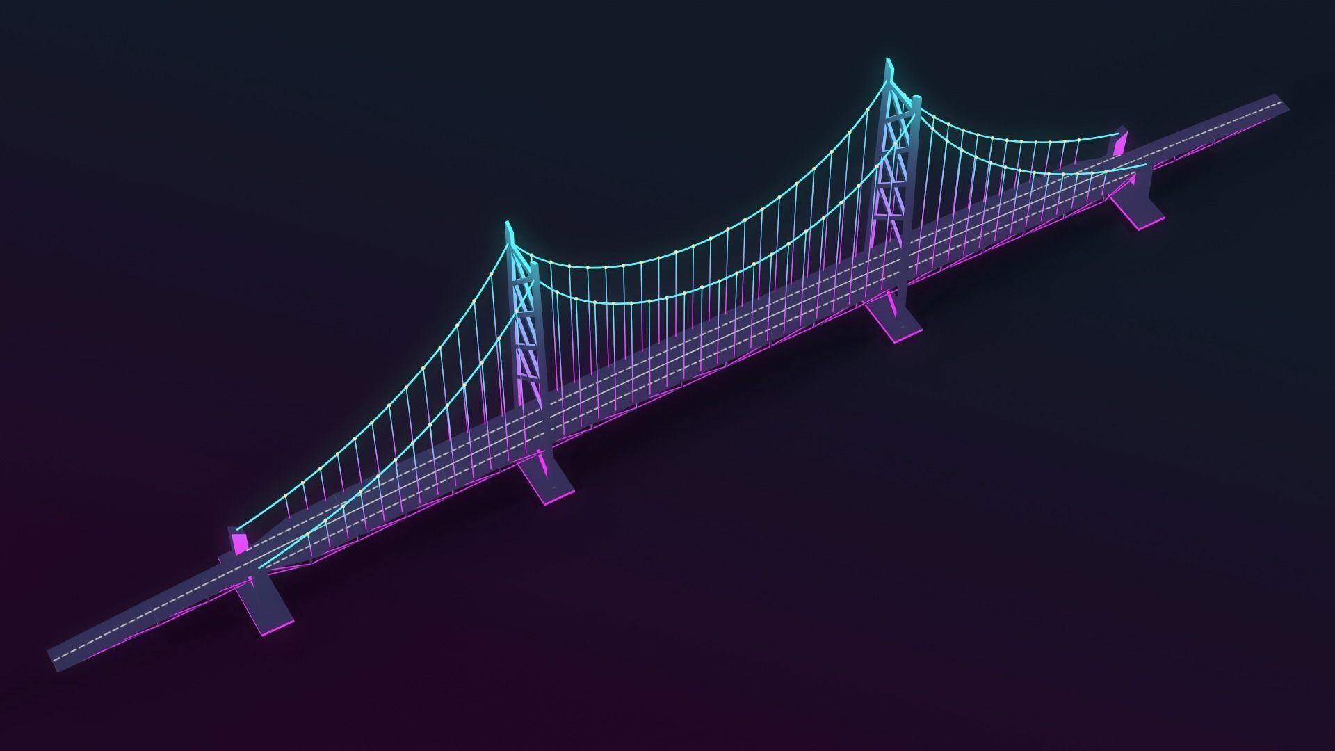 Neon Bridges Low-poly 3D model_26