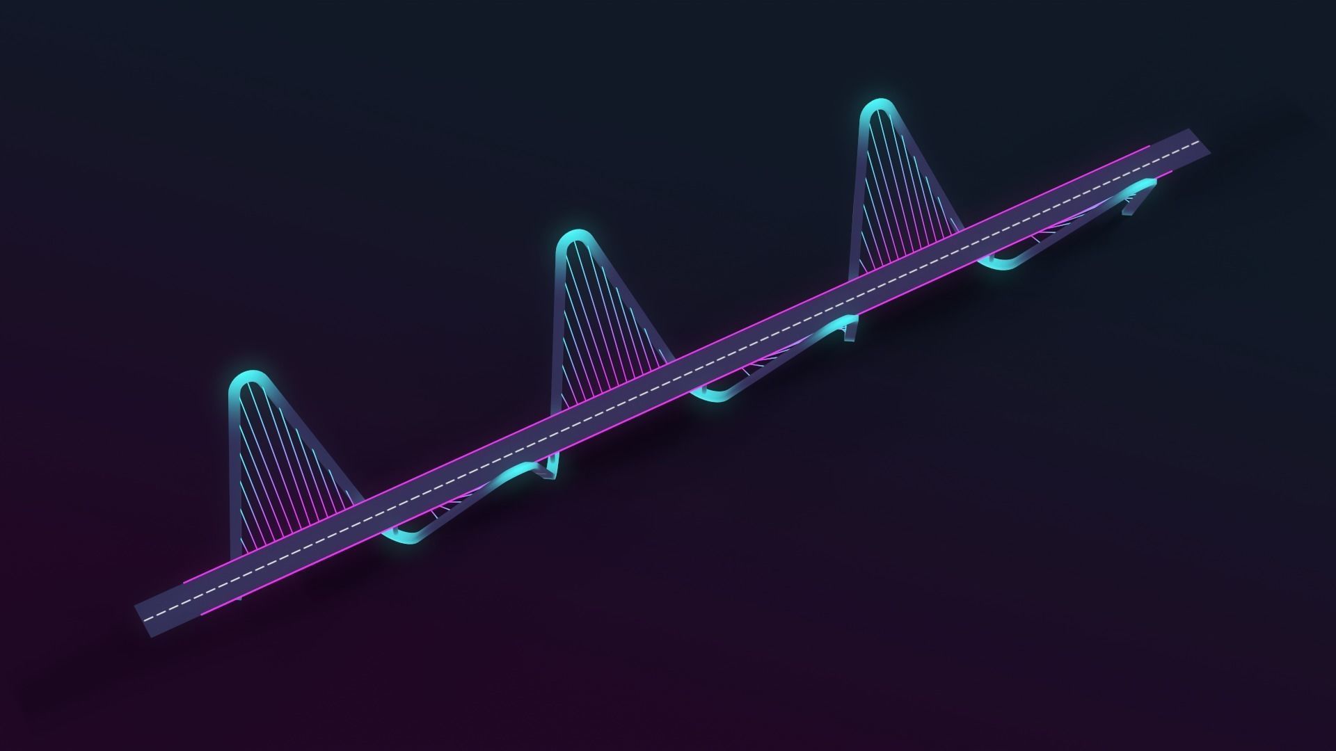 Neon Bridges Low-poly 3D model_2