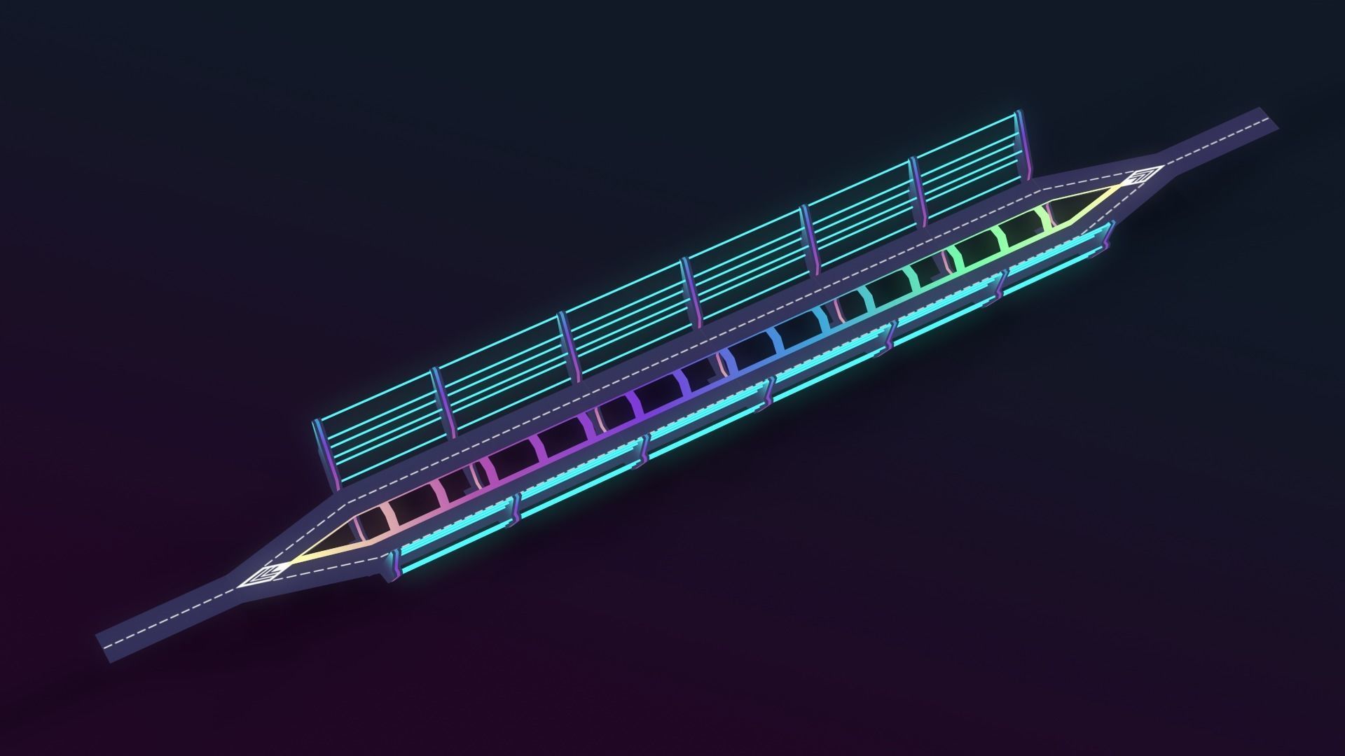 Neon Bridges Low-poly 3D model_17