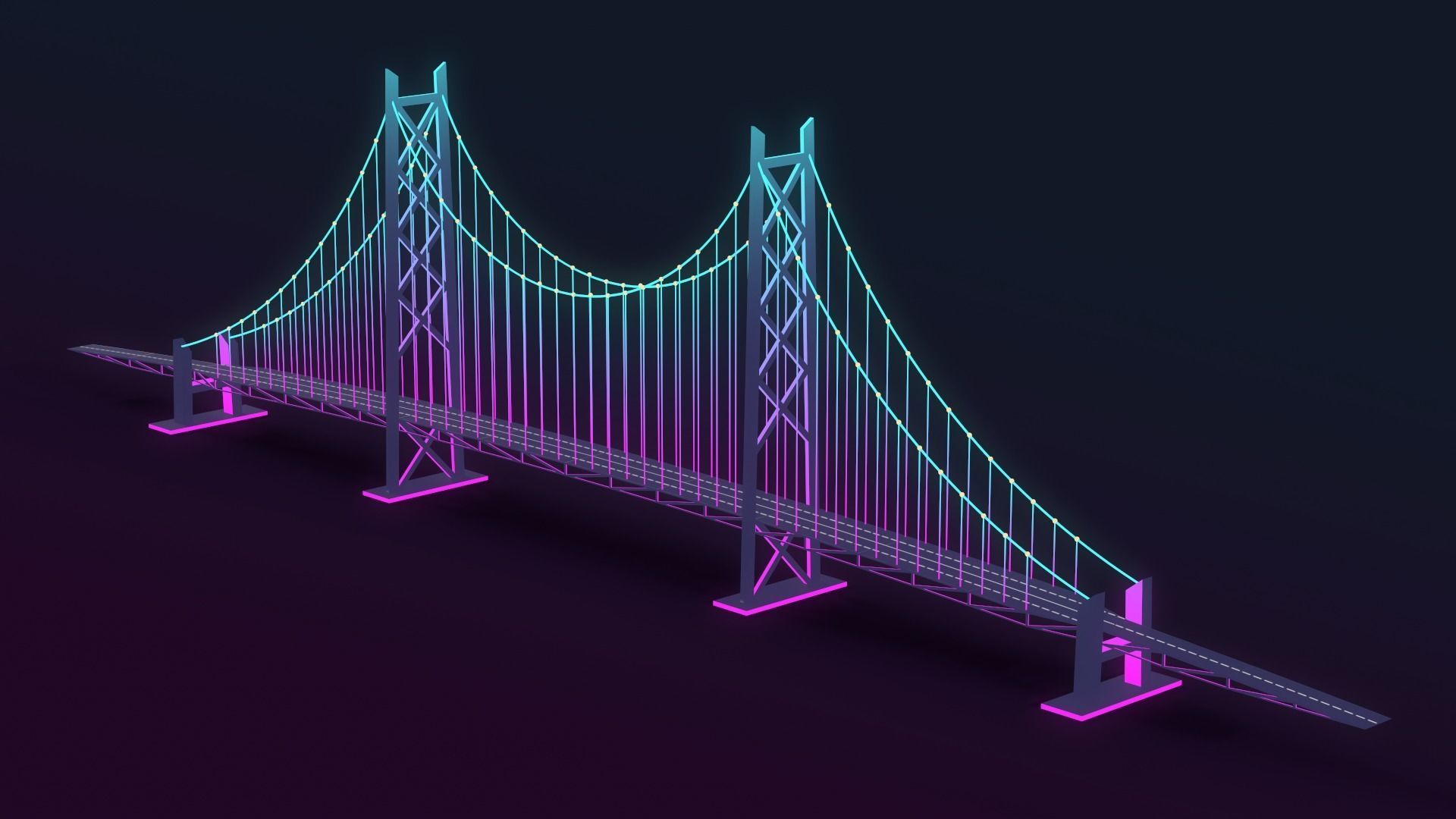 Neon Bridges Low-poly 3D model_25